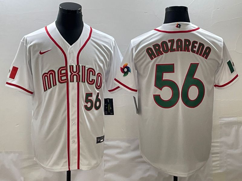 Men 2023 World Cub Mexico #56 Arozarena White green Nike MLB Jersey